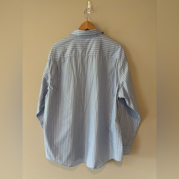 VAN HEUSEN Blue and White Striped Oversized Button Down Shirt Size XXL Men’s - Picture 2 of 10